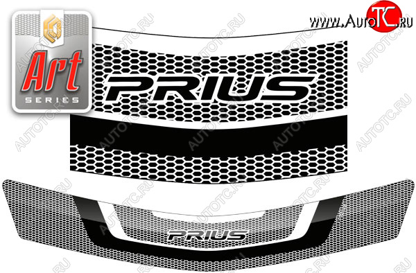 2 159 р. Дефлектор капота (правый руль) CA-Plastic  Toyota Prius  XW20 (2003-2011) дорестайлинг, рестайлинг (серия Art серебро)  с доставкой в г. Вологда