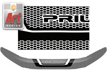 Дефлектор капота (ZVW50, ZVW51, ZVW55) CA-Plastic Toyota Prius  XW50 (2015-2025) дорестайлинг, рестайлинг (Серия Art серебро)