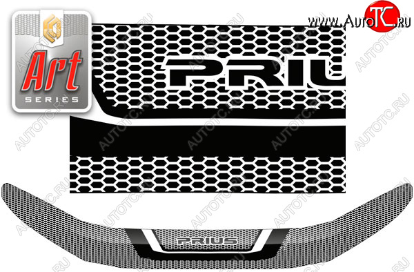2 159 р. Дефлектор капота (ZVW50, ZVW51, ZVW55) CA-Plastic  Toyota Prius  XW50 (2015-2025) дорестайлинг, рестайлинг (Серия Art серебро)  с доставкой в г. Вологда
