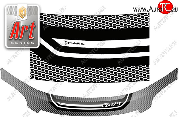 2 479 р. Дефлектор капота CA-Plastic  Toyota RAV4  XA30 (2010-2013) 5 дв. 2-ой рестайлинг, 5 дв. удлиненный 2-ой рестайлинг (Серия Art серебро)  с доставкой в г. Вологда