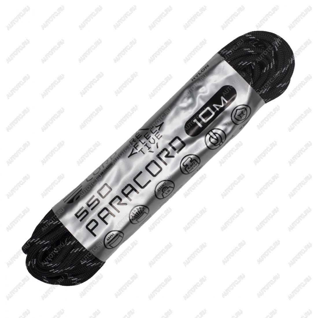 379 р. Паракорд 550 CORD nylon 10м световозвращающий (black) CORD 550.n10.lm.b  с доставкой в г. Вологда