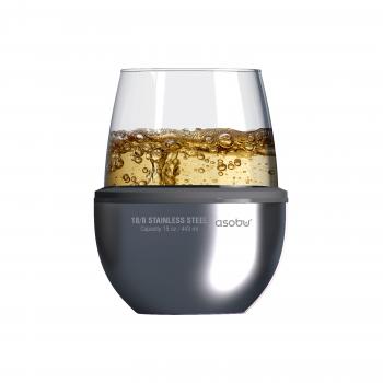 2 379 р. Термобокал для вина WINE KUZIE 440 мл, серебряный ASOBU stl24.11-silver  с доставкой в г. Вологда. Увеличить фотографию 2
