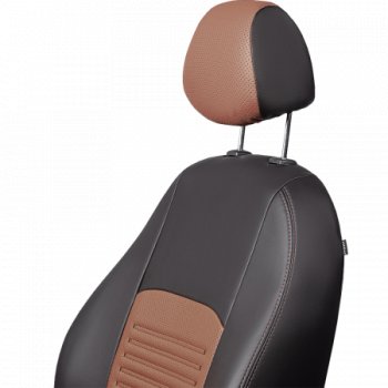 4 999 р.  Комплект чехлов сидений Lord Auto(Экокожа) Chevrolet Aveo T250 хэтчбек 5 дв рестайлинг (2006-2011) (Черный+темно-коричневый)  с доставкой в г. Вологда. Увеличить фотографию 4