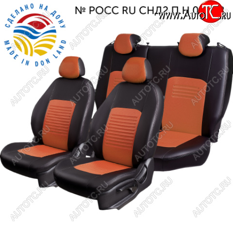 5 999 р. Комплект чехлов сидений (Экокожа ИЛАНА+ОРЕГОН) Chevrolet Aveo T250 хэтчбек 5 дв рестайлинг (2006-2011) (Черный+коричневый)  с доставкой в г. Вологда