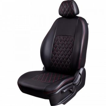 7 849 р. Чехлы сидений (ЦЗС+подлок., 2П слитные, Илана/Орегон) ТУРИН Ромб Lord Autofashion Daewoo Espero (1990-1999) (черный/красная строчка)  с доставкой в г. Вологда. Увеличить фотографию 2