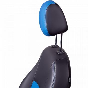 8 999 р. Комплект чехлов для сидений ( N100, ЦЗС, Экокожа Илана+Орегон), Lord Autofashion ТУРИН Daewoo Nexia дорестайлинг (1995-2008) (Черный, вставка синяя, строчка синяя)  с доставкой в г. Вологда. Увеличить фотографию 2