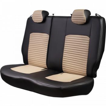 7 849 р. Комплект чехлов для сидений (РЗС 40/60. 2П Илана+Орегон) ТУРИН-3 Lord Autofashion Hyundai Accent 3 MC хэтчбек (2005-2011) (черный, вставка бежевая, строчка бежевая)  с доставкой в г. Вологда. Увеличить фотографию 5