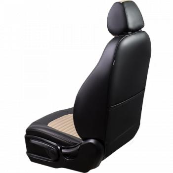 7 849 р. Комплект чехлов для сидений (РЗС 40/60. 2П Илана+Орегон) ТУРИН-3 Lord Autofashion Hyundai Accent 3 MC хэтчбек (2005-2011) (черный, вставка бежевая, строчка бежевая)  с доставкой в г. Вологда. Увеличить фотографию 2