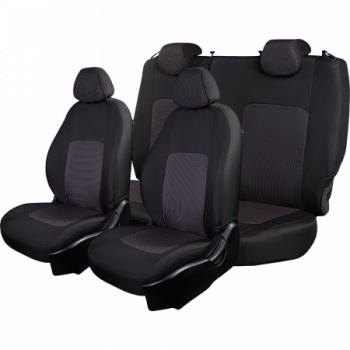 3 699 р. Комплект чехлов для сидений (РЗС 60/40 2Г жаккард) СТАНДАРТ Lord Autofashion KIA Rio 3 QB дорестайлинг седан (2011-2015) (черный, вставка Сеул красный, строчка черная)  с доставкой в г. Вологда. Увеличить фотографию 3