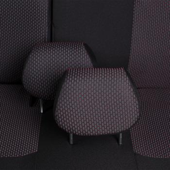 3 699 р. Комплект чехлов для сидений (РЗС 60/40 2Г жаккард) СТАНДАРТ Lord Autofashion KIA Rio 3 QB дорестайлинг седан (2011-2015) (черный, вставка Сеул красный, строчка черная)  с доставкой в г. Вологда. Увеличить фотографию 13