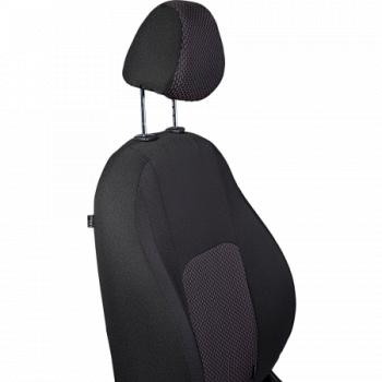 3 699 р. Комплект чехлов для сидений (РЗС 60/40 2Г жаккард) СТАНДАРТ Lord Autofashion KIA Rio 3 QB дорестайлинг седан (2011-2015) (черный, вставка Сеул красный, строчка черная)  с доставкой в г. Вологда. Увеличить фотографию 4