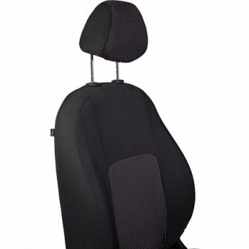 3 699 р. Комплект чехлов для сидений (РЗС 60/40 2Г жаккард) СТАНДАРТ Lord Autofashion KIA Rio 3 QB дорестайлинг седан (2011-2015) (черный, вставка Сеул красный, строчка черная)  с доставкой в г. Вологда. Увеличить фотографию 9