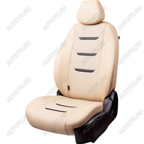 10 299 р. Комплект чехлов для сидений (РЗС 40/60 3Г Орегон) ТУРИН-2 Lord Autofashion KIA Rio 4 FB дорестайлинг седан (2016-2020) (бежевый, вставка бежевая+черная, строчка бежевая)  с доставкой в г. Вологда