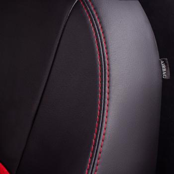 6 799 р. Комплект чехлов для сидений (РЗС 60/40 3Г Илана+Орегон) ТУРИН СТ Lord Autofashion Opel Mokka  дорестайлинг (2012-2016) (черный, вставка красная, строчка красная)  с доставкой в г. Вологда. Увеличить фотографию 2