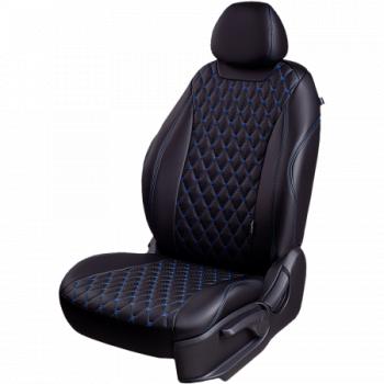 Комплект чехлов для сидений (ЦЗС 2П+1Г Орегон) БАЙРОН ст БАЙРОН Lord Autofashion Renault Sandero (BS) (2009-2014) (черный, вставка черная, строчка синяя)