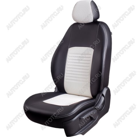 6 799 р. Комплект чехлов для сидений (ЦЗС 3Г Илана+Орегон) ТУРИН СТ Lord Autofashion Renault Fluence рестайлинг (2012-2016) (черный, вставка белая, строчка белая)  с доставкой в г. Вологда