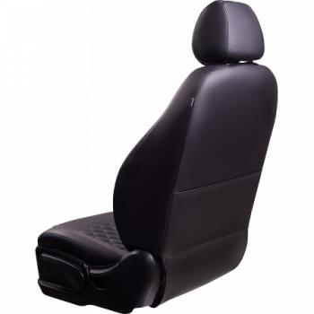 7 199 р. Комплект чехлов для сидений (к.Elegance РЗС 4060+ подлок. 3Г Илана+Орегон) ТУРИН ст РОМБ Lord Autofashion Skoda Octavia A7 дорестайлинг универсал (2012-2017) (черный, вставка синяя, строчка синяя)  с доставкой в г. Вологда. Увеличить фотографию 3