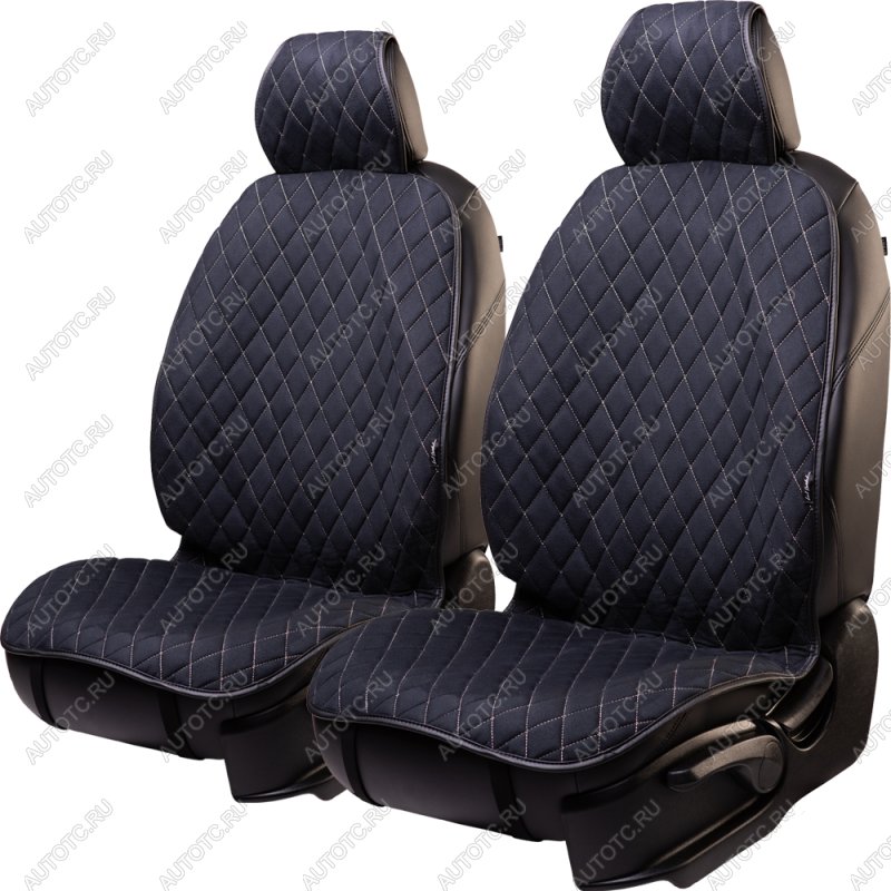 2 359 р. Накидка (2 места Софа) АЛЯСКА ст РОМБ Lord Autofashion KIA Optima 2 MG седан (2005-2010) (черный, строчка бежевая)  с доставкой в г. Вологда