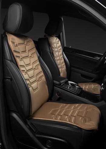 2 579 р. Накидка на сиденье (1 место Афины) ЛЮКС ст ФОРТ Lord Autofashion KIA Optima 2 MG седан (2005-2010) (бежевый, строчка коричневая )  с доставкой в г. Вологда. Увеличить фотографию 3