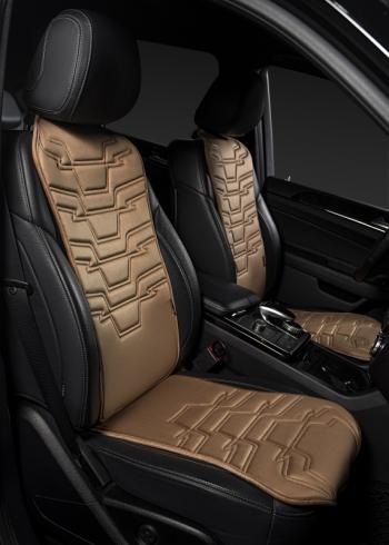 2 579 р. Накидка на сиденье (1 место Афины) ЛЮКС ст ФОРТ Lord Autofashion KIA Optima 2 MG седан (2005-2010) (бежевый, строчка коричневая )  с доставкой в г. Вологда. Увеличить фотографию 7
