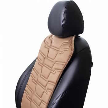 2 579 р. Накидка на сиденье (1 место Афины) ЛЮКС ст ФОРТ Lord Autofashion KIA Optima 2 MG седан (2005-2010) (бежевый, строчка коричневая )  с доставкой в г. Вологда. Увеличить фотографию 8