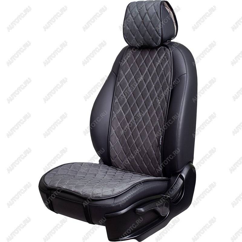1 699 р. Накидка на сиденье (1 место Атланта) МОНРО ст РОМБ Lord Autofashion KIA Optima 2 MG седан (2005-2010) (серый, строчка серая)  с доставкой в г. Вологда