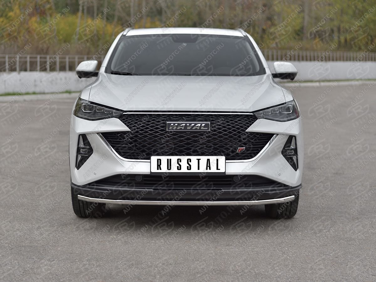 11 749 р. Защита переднего бампера d42 секции SLITKOFF Haval F7x рестайлинг (2022-2024) (нержавейка полированная)  с доставкой в г. Вологда