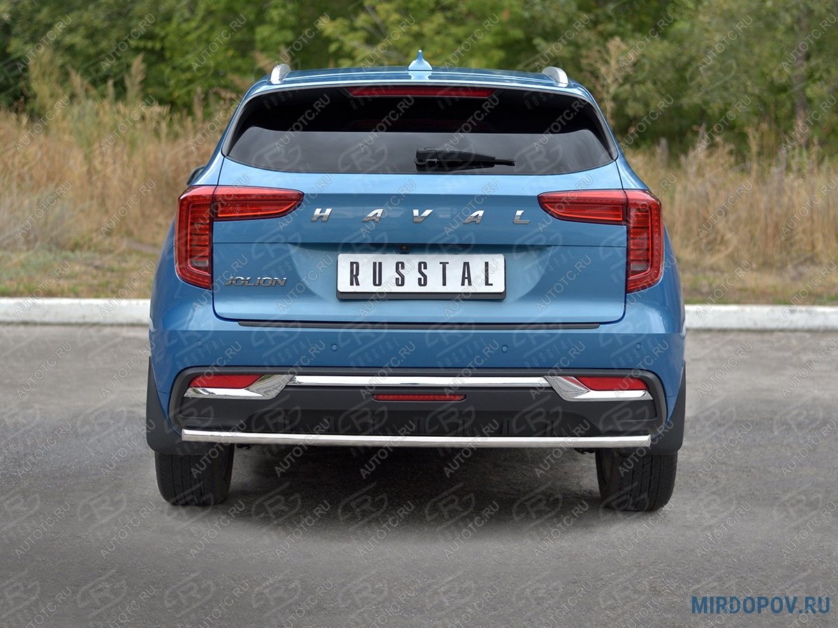 9 999 р. Защита заднего бампера d42 секции SLITKOFF Haval Jolion дорестайлинг (2020-2024) (нержавейка полированная)  с доставкой в г. Вологда