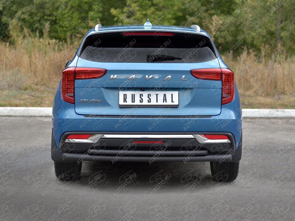 12 949 р. Защита заднего бампера d63*42 дуга SLITKOFF Haval Jolion дорестайлинг (2020-2024) (нержавейка окрашенная в черный цвет)  с доставкой в г. Вологда