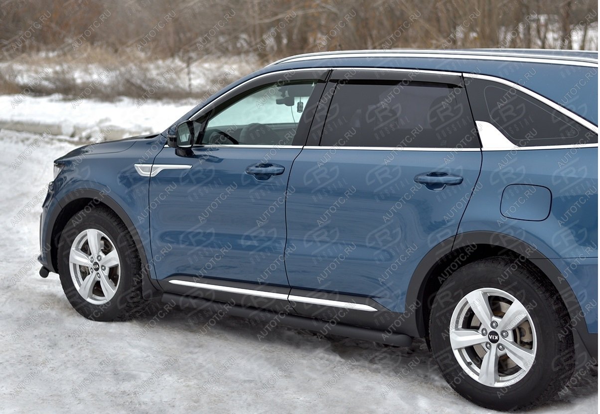 12 949 р. Пороги труба d63 секции SLITKOFF KIA Sorento MQ4 (2020-2022) (черные)  с доставкой в г. Вологда