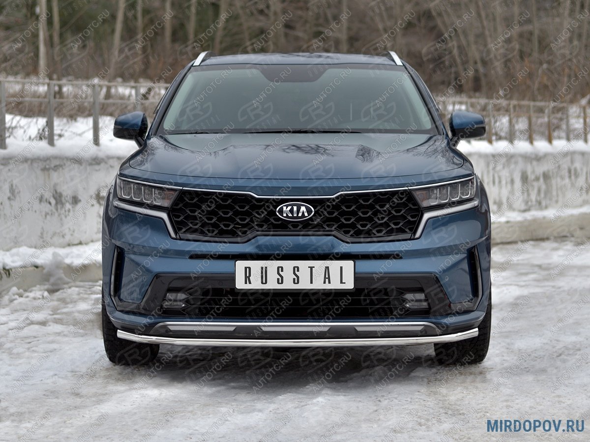 11 199 р. Защита переднего бампера d42 секции SLITKOFF KIA Sorento MQ4 (2020-2022) (нержавейка полированная)  с доставкой в г. Вологда