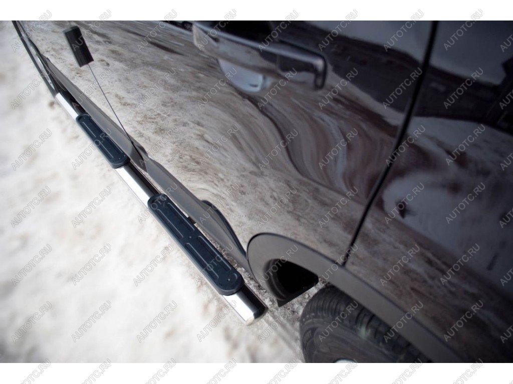 21 949 р. Пороги труба d75х42 овал с накладками Russtal Mitsubishi Outlander CW0W дорестайлинг (2005-2010) (серые)  с доставкой в г. Вологда