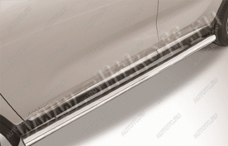 13 999 р. Защита порогов d57 труба Slitkoff Hyundai Tucson JM (2004-2010) (нержавейка полированная)  с доставкой в г. Вологда