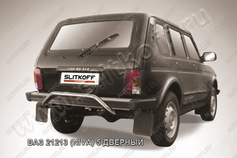 8 799 р. Защита заднего бампера d57 скоба Slitkoff Лада нива 4х4 2131 5 дв. дорестайлинг (1993-2019) (нержавейка полировнная)  с доставкой в г. Вологда