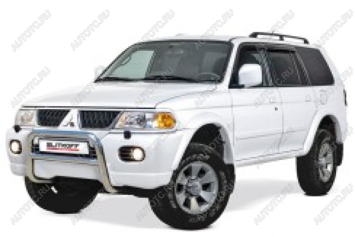24 449 р. Защита переднего бампера кенгурятник d57 низкий Slitkoff Mitsubishi Pajero Sport PA рестайлинг (2004-2008) (нержавейка полированная)  с доставкой в г. Вологда
