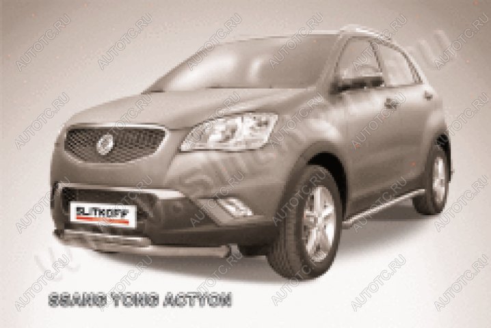 14 749 р. Защита переднего бампера d57+d42 двойная Slitkoff SSANGYONG Actyon дорестайлинг (2010-2013) (нержавейка полированная)  с доставкой в г. Вологда