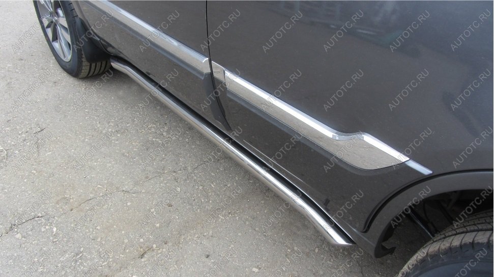 15 649 р. Защита порогов d76 с гибами Slitkoff SSANGYONG Actyon Sport (2012-2025) (нержавейка полированная)  с доставкой в г. Вологда