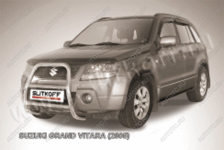 26 399 р. Защита переднего бампера кенгурятник d57 высокий Slitkoff Suzuki Grand Vitara JT 5 дверей дорестайлинг (2005-2008) (нержавейка полированная)  с доставкой в г. Вологда