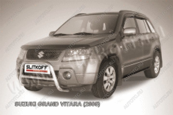 24 449 р. Защита переднего бампера кенгурятник d57 низкий Slitkoff Suzuki Grand Vitara JT 5 дверей дорестайлинг (2005-2008) (нержавейка полированная)  с доставкой в г. Вологда