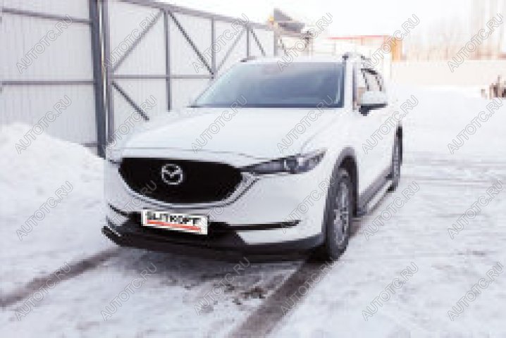 10 699 р. Защита переднего бампера d57+d42 двойная Slitkoff Mazda CX-5 KF (2016-2025) (  Сталь с полимерным покрытием в цвет черный)  с доставкой в г. Вологда