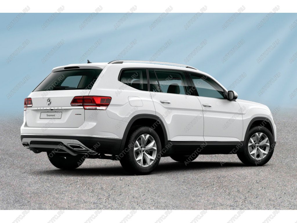 10 549 р. Защита заднего бампера d57 скоба Slitkoff Volkswagen Teramont CA1 дорестайлинг (2016-2020) (Сталь с полимерным покрытием в цвет черный)  с доставкой в г. Вологда