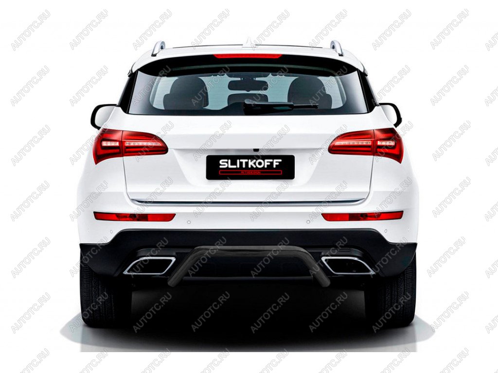 7 999 р. Защита заднего бампера d57 скоба Slitkoff Zotye Coupa B11F (2019-2021) (Сталь с полимерным покрытием в цвет черный)  с доставкой в г. Вологда