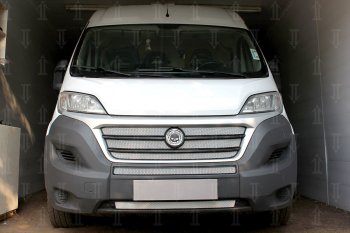 4 299 р. Защитная сетка в бампер (низ, 2 части, ячейка 3х7 мм) Alfeco Стандарт Fiat Ducato 290 (2014-2025) (Хром)  с доставкой в г. Вологда. Увеличить фотографию 2
