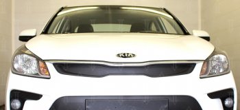 3 179 р. Защитная сетка в бампер (верх, заглушка без сот) Alfeco Стандарт  KIA Rio  4 FB (2016-2020) дорестайлинг седан (Чёрная)  с доставкой в г. Вологда. Увеличить фотографию 2