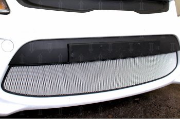3 279 р. Защитная сетка в бампер (низ, ячейка 3х7 мм) Alfeco Стандарт  KIA Rio  4 FB (2016-2020) дорестайлинг седан (Хром)  с доставкой в г. Вологда. Увеличить фотографию 3