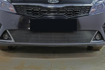 3 199 р. Защитная сетка в бампер (низ, ячейка 3х7 мм) Alfeco Стандарт KIA Rio X рестайлинг (2020-2025) (Чёрная)  с доставкой в г. Вологда. Увеличить фотографию 2