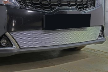 3 299 р. Защитная сетка в бампер (низ, ячейка 3х7 мм) Alfeco Стандарт KIA Rio X рестайлинг (2020-2025) (Хром)  с доставкой в г. Вологда. Увеличить фотографию 2