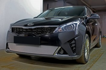 3 299 р. Защитная сетка в бампер (низ, ячейка 3х7 мм) Alfeco Стандарт KIA Rio X рестайлинг (2020-2025) (Хром)  с доставкой в г. Вологда. Увеличить фотографию 3
