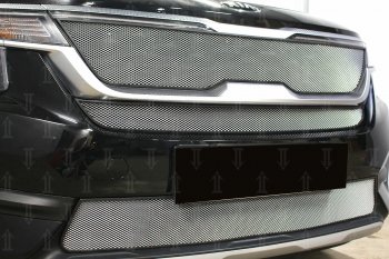2 899 р. Защитная сетка в бампер (низ, с датчиком SCC, ячейка 3х7 мм) Alfeco Стандарт KIA Seltos (2019-2025) (Хром)  с доставкой в г. Вологда. Увеличить фотографию 4