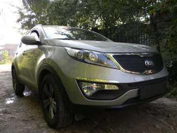 2 769 р. Защитная сетка в бампер (низ, ячейка 3х7 мм) Alfeco Стандарт  KIA Sportage  3 SL (2010-2016) дорестайлинг, рестайлинг (Чёрная)  с доставкой в г. Вологда. Увеличить фотографию 3